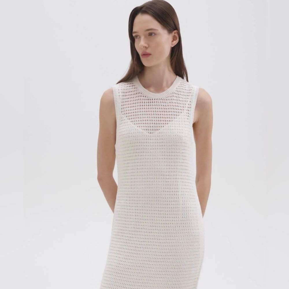 Theory Natialee Mezmorize Crochet Knit Mini Summer Dress White Medium
